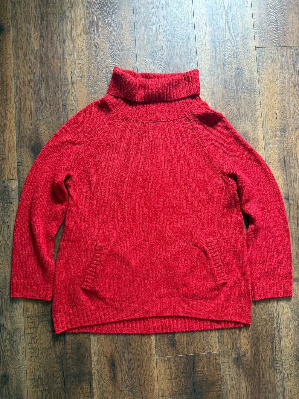 The Limited Cherry Red Turtleneck Cozy Wool Blend Chunky Knit Sweater L